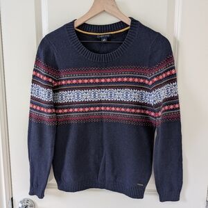 Tommy Hilfiger Fair Isle Sweater Elbow Patch Navy Medium